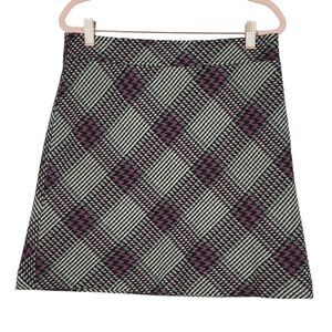 Ann Taylor Loft Plaid Knit Purple & Black Skirt Academia Size 6P